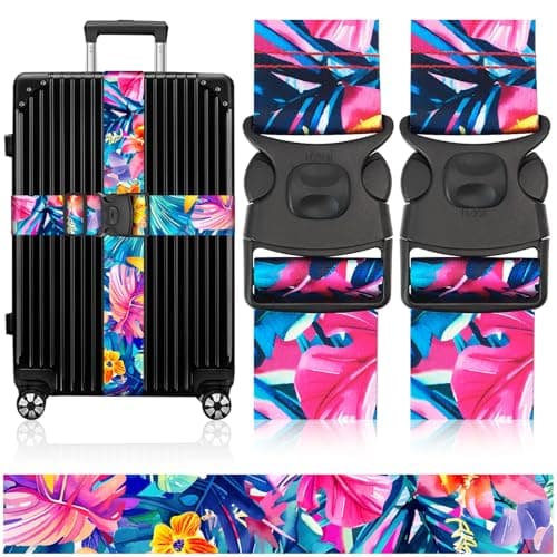 MOTONG 2 PCS Leaf Luggage Straps Adjustable Suitcase Straps Personalised Luggage Straps Suitcases Heavy Duty Suitcase Belts Thickened Luggage Belt with Quick Release Buckle