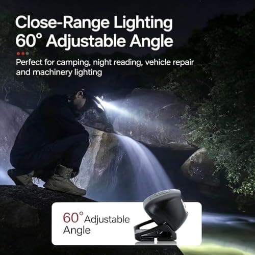 MQLAE Head Torch, Rechargeable Super Bright LED Headlamp with Motion Sensor, IPX4 Waterproof Head Torch with 5 Light Modes, Adjustable Angle & Strap, Headlight for Running, Camping, Hiking，White — view 2
