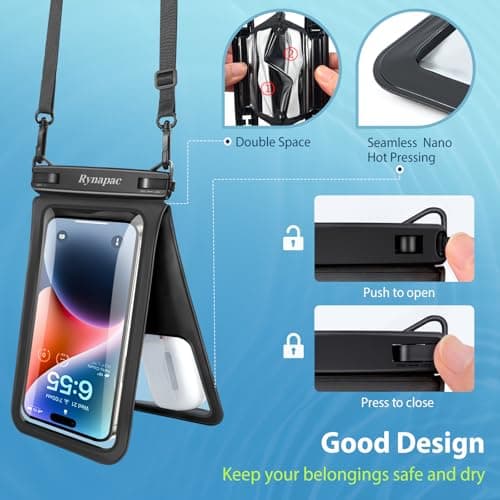 Rynapac IPX8 Waterproof Phone Pouch Up to 8"-2 Pack Double Space Dry Bag — view 5