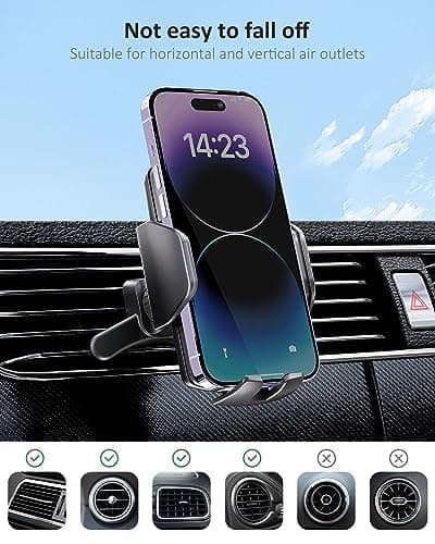 Hoppac Car Phone Holder, Air Vent Car Phone Mount Cradle, Upgrade Steel Hook & 360° Rotation & One Button Release, for Mobile Phone iPhone Max Android 4-7'' — view 6
