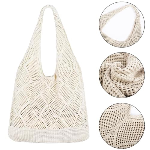 MUNSKT Crochet Boho Tote Bag - Shoulder Beach Tote - Woven Mesh Shopping Bag for Women's Summer Vacation — view 5