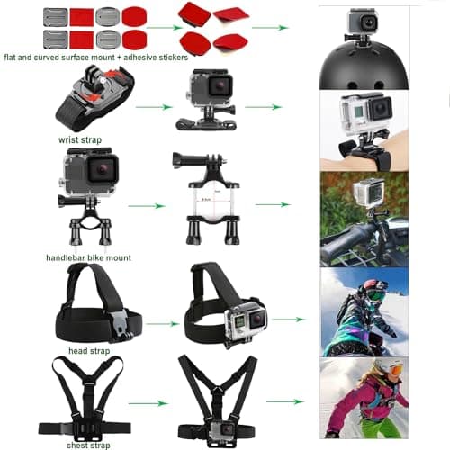 Gurmoir Accessory Kit for Gopro Hero 13 12 11 10 9 Camera, Essential Accessories Kit with Waterproof Case Backpack Strap Floating Grip Bundle Pack for Gopro 13 12 11 10 9 Camera(DT16) — view 5