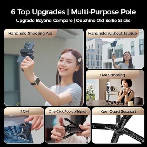 4-in-1 Multifunctional Magnetic Selfie Stick, 2025 New 360° Rotation Phone Tripod with Wireless Remote for iPhone & Android, Phone Stand for Video Recording & Vlogging - Portable Travel — view 2