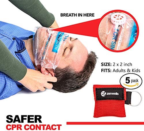 kuou 5 Pcs CPR Mask Keychain Ring, Emergency Kit Face Shield — view 3