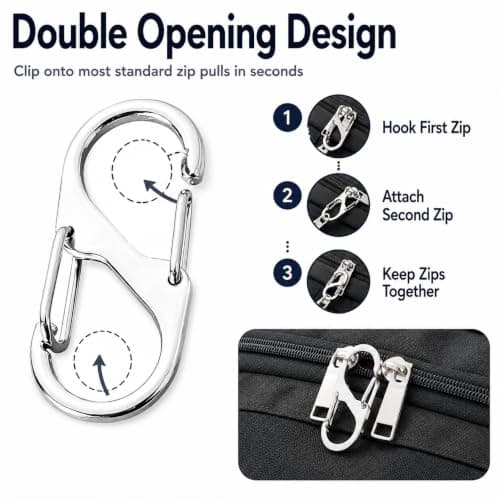 Zipper Locks 6 Pack Carabiner Clip Small Bag Locks for Luggage Backpacks — view 4