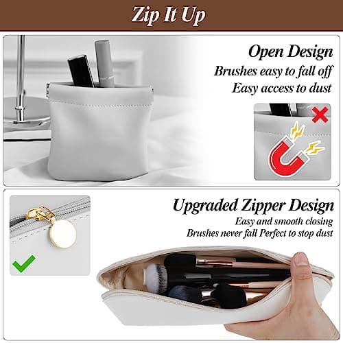 cobee Large Travel Makeup Brush Holder, Portable PU Makeup Organizer Zipper — view 3