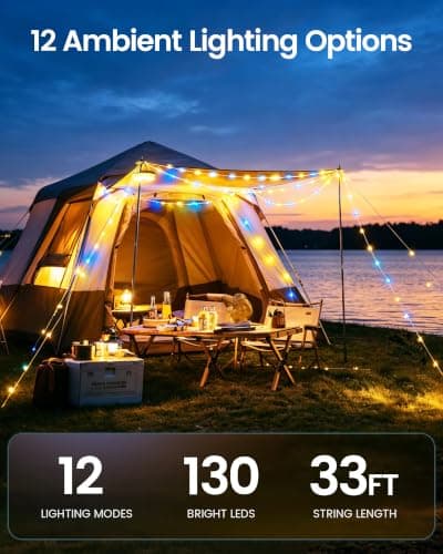 Glocusent Rechargeable Camping Light with 10m Camping String Light 130 LEDs — view 2