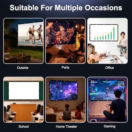 HOPFROG 100 Inch Portable Projector Screen, Washable & Anti-Crease Milk Silk Fabric, 16:9 4K HD Dual-Sided Foldable Movie Screen for Outdoor Camping & Home Theater, Easy Setup with Hooks, 160° View — view 3