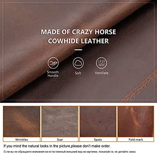 Hiram Genuine Crazy Horse Leather Earphone Case Compatible with AirPods Pro, Durable and soft leather headphone earbuds travel case with Key Chain — view 6