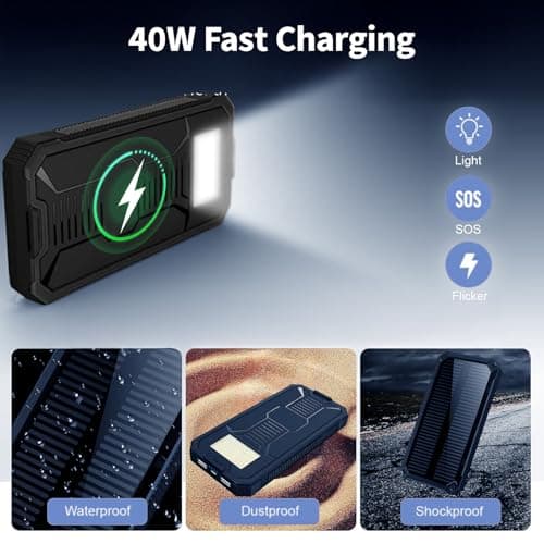 Solar Power Bank 20000mAh,Fast Charging Portable Charger with 6 LED Lights — view 5
