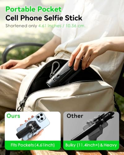 CloudValley Magnetic 4-in-1 Multifunctional Selfie Stick Tripod, Mini Portable Pocket Phone Stand with Detachable Remote Control, Compatible with MagSafe, for iPhone/Android, Travel Vlog — view 6