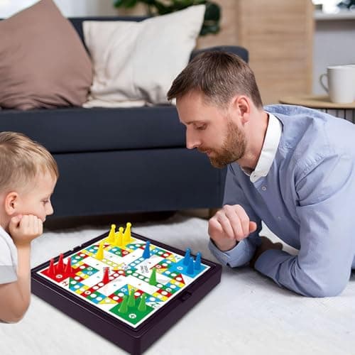 Saijer Mini Games, 6-in-1 Travel Games Snakes and Ladders for Kids Travel Board Games Set Kids Chess Set Pocket Game Portable Mini Magnetic Board Game for Party — view 4