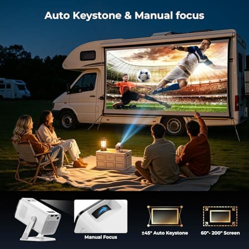 Mini Projector Portable 2026 Upgraded Built in Apps Android 14, 26000 Lux 1080P Supported 180° Rotation & Auto Keystone, Outdoor Compatible with Windows/iOS/Android/HDMI/USB — view 4