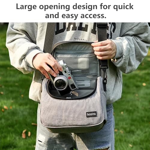 Linpr SLR/DSLR Camera Bag, Waterproof Crossbody Camera Case, Grey,Middle — view 4