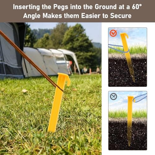Zquqwa 16 Pcs PlasticTent Stakes, Heavy Duty Beach Tent Pegs, Camping Ground Pegs with Flat Head Hook Design, Lightweight Rustproof Tarp Stakes for Outdoor Beach Shelter, Garden Lawn Anchors — view 4