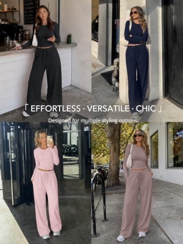 LILLUSORY Lounge Wear Sets for Women UK Airport Tracksuits Oatmeal Grey S — view 6