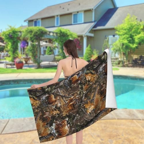 Newhomestyle Camo Beach Towel Hunting Deer Bear, Aldult Quick Dry Camping Bath Towel, Absorbent Thin Lightweight Beach Blanket for Sports Travel Pool Swimming Bathroom 77X153cm/ 30x60 Inch — view 5