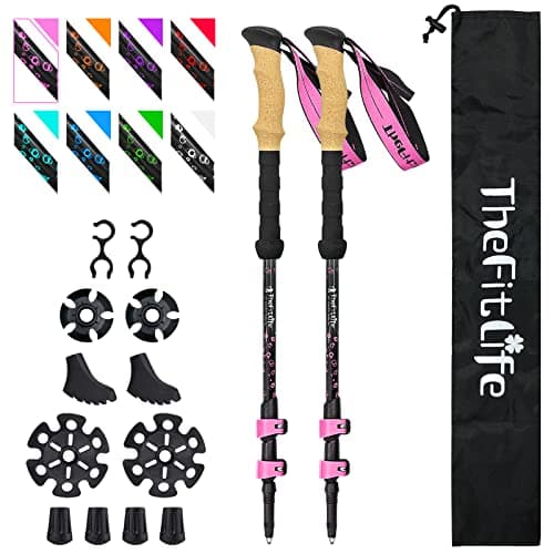 TheFitLife Carbon Fibre Trekking Poles Ultralight Walking Sticks for Hiking