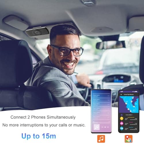 LETRADE Hands Free Car Phone Kit Bluetooth,Support Siri Google Assistant Voice Commands Calls,GPS, Music with TF Card Slot, Magnetic Clip, Automatic Connection,for Android & iOS Phones — view 4