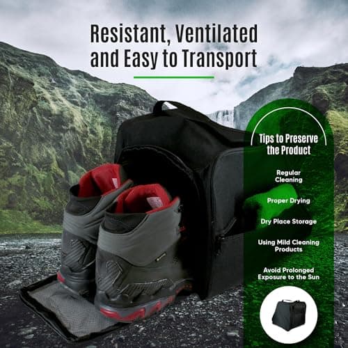 DOJA Barcelona Hiking Boot Bag with Pocket - 33x24.5x28cm - Black Polyester and Mesh, Walking Boot Bag, Shoe Bag and Shoes Carrier for Hiking, Trekking, Ski, Snowboard Sports and Travel Boots — view 6