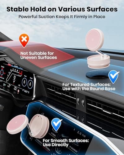 MiiKARE Upgraded Magnetic Phone Holder 360° Rotating Vacuum Magnetic Car Phone Holder for Mag-safe, Adjustable&Foldable Cars Phone Mount for Automobile/Gym/Mirror/Shower for i-Phone&Android, Pink — view 6
