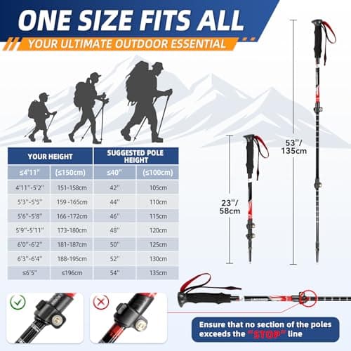 Telescopic Walking Sticks for Women&Men, Lightweight Hiking Poles — view 6