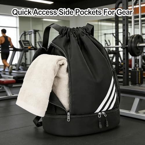 Waterproof Sports Backpack with Shoe Compartment and Water Bottle Pockets — view 5