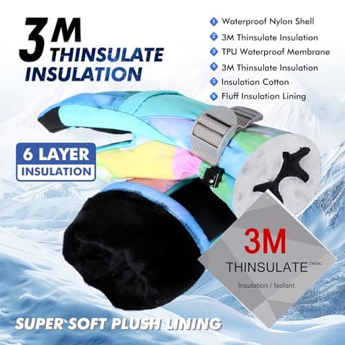 Pnosnesy Ski Gloves, Waterproof Snow Gloves Thermal Breathable Winter Gloves, Windproof Touchscreen Cold Weather Gloves for Men Women Kids — view 2
