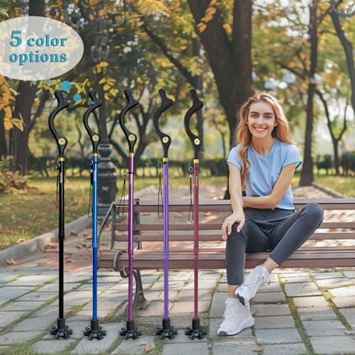 Walking Sticks Foldable for Men & Women Seniors for Balance,Self Standing Folding Cane,Height Adjustable Anti-Slip Lightweight Alloy Walking Stick Collapsable for Travel Mobility Aid (blue) — view 3