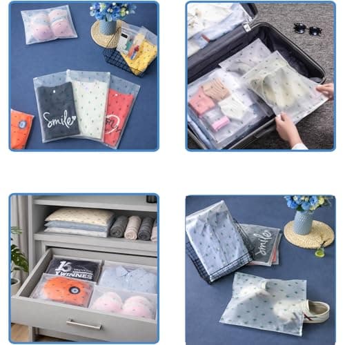 Resealable Ziplock Bags, 30PCS Travel Storage Bags,Clear Bag & Frosted Zip lock Seal Clothes Bags Hospital Waterproof Luggage Organiser for Clothes Shoes Cosmetics — view 6