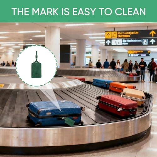 2 Pcs Deep Green Leather Luggage Tags, Cruise Suitcase Name Holders — view 4