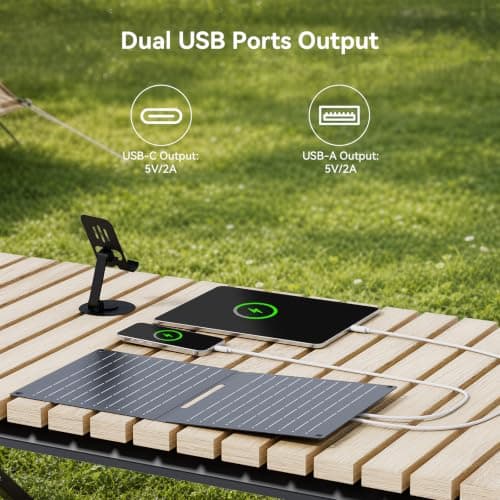15W Portable Solar Charger with Digital Power Display, USB-C USB-A (for UK) — view 4