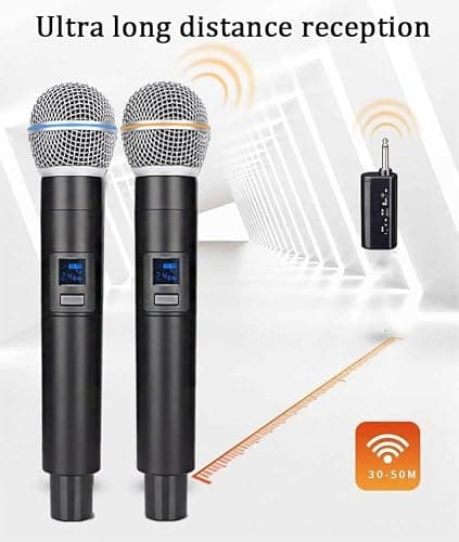 Professional-Grade Handheld Wireless Microphone System with Rechargeable Receiver & 3.5mm Output - Fixed Frequency Operation，for DJ Performances, Church Events, and Karaoke - 200ft Wireless Range — view 3
