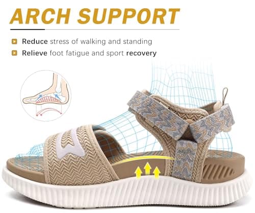 KuaiLu Womens Orthopedic Recovery Walking Arch Support Sandals Beige 6 — view 3