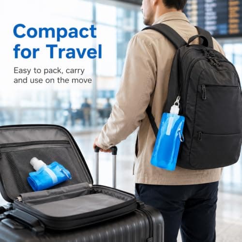 Trevixor 6Pcs Collapsible Water Bottle, Foldable Water Bottle, Festival Water Bottle Set, Reusable Folding Water Pouches with Clips for Travel, Events and Outdoor Use — view 6