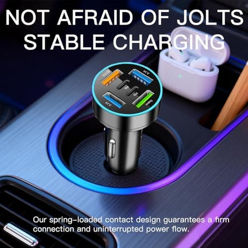 50W USB C Car Charger 6-Port, 2 USB C + 4 USB Adapter for 12V-24V — view 5