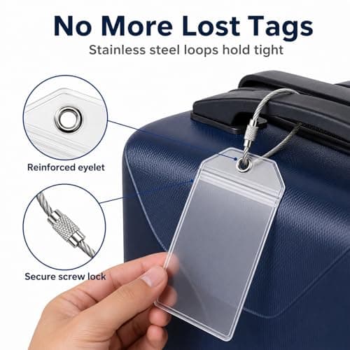 YANJINGSHE Luggage Tags, 8 Pack Cruise Tag Holders, Waterproof Steel Loops — view 3