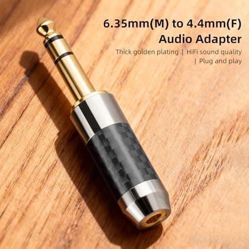 okcsc 6.35mm to 4.4mm Audio Adapter, High-Fidelity Sound Converter，24K Gold-Plated Copper Plug with Carbon Fiber & Chrome Shell, Compatible with Guitars/Microphones/Mixers/Amplifiers/Headphones — view 3