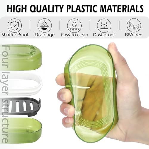 AIDIMMING Travel Soap Case, Bath Soap Holder, Bar Soap Dish with Lid for Traveling,Portable Bar Soap Container for Traveling, Camping, Gym, Bathroom (Green) — view 6