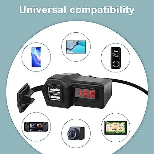 XMSJSIY USB Motorcycle Charger 5V 3.1A Dual Type-A Phone Charger Adapter — view 6