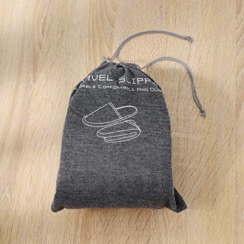 Portable Travel Sandals - Open Toe, Cotton, Spa Hotel, Non-disposable Guest Indoor House Trip Slippers (Deep Grey - closed toe, UK Size 8, Women's, Medium) — view 3
