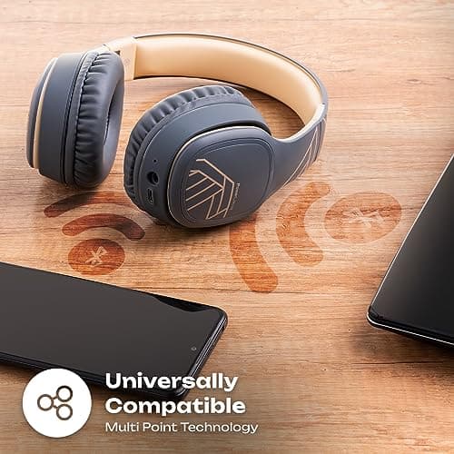 PowerLocus Wireless Headphones Over Ear, Bluetooth Headphones Over Ear, 50 Hours Playtime, Foldable Headphones with Built-in Microphone, Hi-Fi Stereo, Lightweight and Wired Mode for Phone Travel PC — view 6