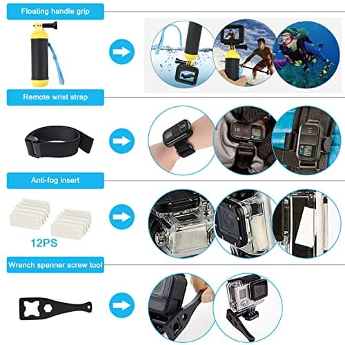 Artman Action Camera Accessories Kit 60-In-1 for Hero 13 12 11 10 9 Insta360 X5 X4 X3 X2 GO3S DJI OSMO Action 6 5pro 4 Osmo 360 SJCAM DBPOWER AKASO VicTsing APEMAN WiMiUS QUMOX Lightdow Sony Sports DV — view 6