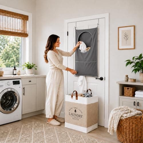 KLMHH Hanging Laundry Bag, Collapsible Laundry Basket, Waterproof Bin — view 5