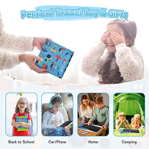Erasable Drawing Pad, 8inch Plane Activities for Kids, Doodle Book for Kids 3 4 5 6 7 8 Year Old Boy Girl Birthday Gifts, 14 Pages for Magic Drawing with 12 Pens — view 6
