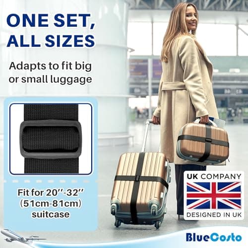 Luggage Straps for Suitcase - Black, 1.9m x 5cm, 20 Pack - Strap for Suitcases - TSA Approved by BlueCosto — view 2