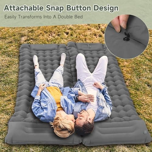 Aptliton Inflating Sleeping Pad for Camping, 10cm Thickness Camping Mat with Built-in Foot Pump, Inflatable Sleeping Mat with Pillow for Backpacking, Camping, Hiking (Grey) — view 5