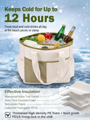 2 in 1 Insulated Dry-wet Separation Cooler Backpack Shoulder Bag 12-Hour Cold Retention, Large Leakproof Soft Cooler Bag, Waterproof Travel Cooler for Beach, Picnic, Camping for Women White — view 3