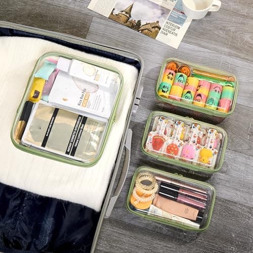 4 pcs Clear Zipper Pouches,Hard Shell Zipper Case,Toiletry Bag for Travel — view 6