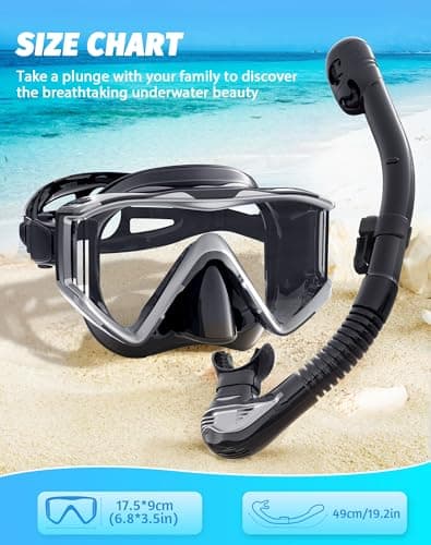 Zeligerstar Snorkel Set Adults, 3 Window Panoramic Mask, Anti-Fog Dry Top — view 6